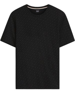 BOSS All-Over Subtle Print Crew Neck Short Sleeve T-Shirt - Black
