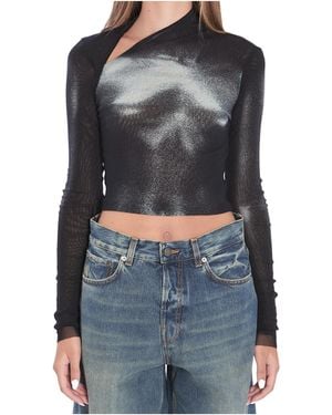 Jean Paul Gaultier Asymmetric Printed T-Shirt - Black