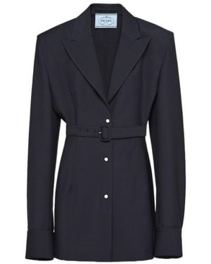 Prada Wool-Mohair Single-Breasted Blazer - Blue