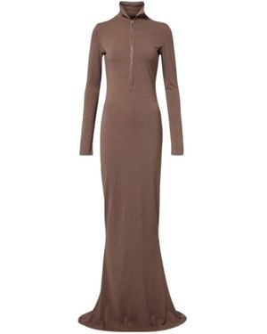 Mugler Zip High-Neck Dress - Brown