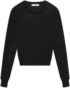 FRAME Sheer Ribbed Knitted Jumper - Black