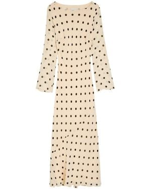 Reformation Esra Polka Dot Chiffon Midi Dress - White