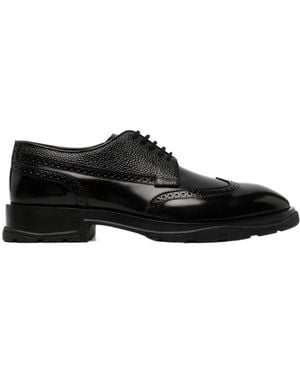 McQueen Round Head Lace-Up Business Shoes - Black