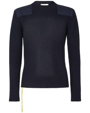 Fendi Wool Ribbed Sweater - Blue