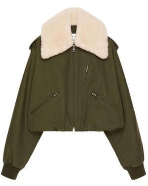 Givenchy Shearling Collared Bomber Jacket - Green