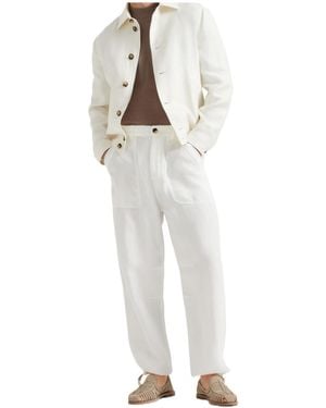 Brunello Cucinelli Straight-Leg Cotton Trousers - White