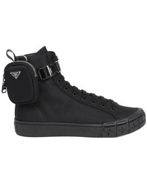 Prada Wheel Re-Nylon High-Top Trainers - Black