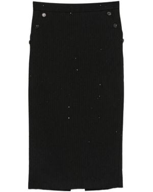 ERMANNO FIRENZE Crystal-Embellished Pinstriped Skirt - Black