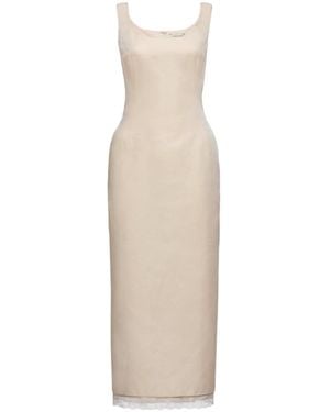 Magda Butrym Contoured Midi Dress With Lace Hem - Natural