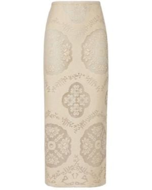 Valentino Floral Cotton-Blend Midi Skirt - Natural