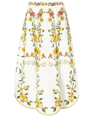 FARM Rio Lemon Bouquet Pattern Midi Skirt - Metallic