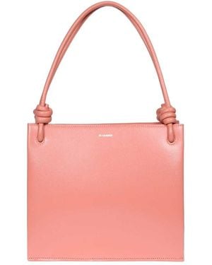 Jil Sander Knot-Detailed Logo Printed Tote Bag - Pink