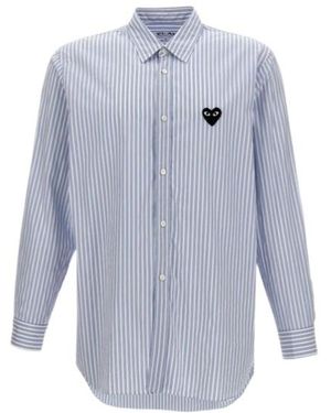 COMME DES GARÇONS PLAY Comme Des Garçons Play Logo Patch Striped Shirt - Blue