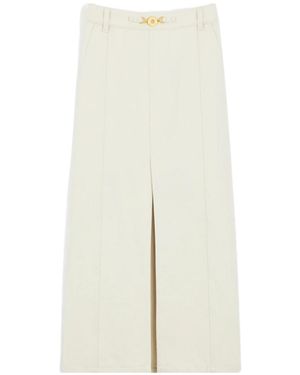 Patou High Waist Denim Skirt With Slits - White