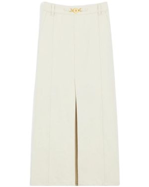 Patou High Waist Denim Skirt With Slits - White