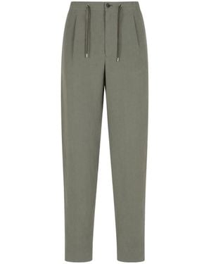 Giorgio Armani Pleat Detailed Drawstring Trousers - Grey
