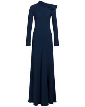 Alberta Ferretti Asymmetric-Neck Long-Sleeve Dress - Blue