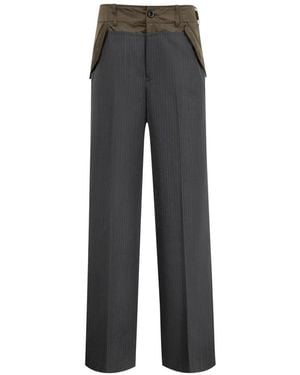 Sacai Striped Straight Leg Pants - Gray