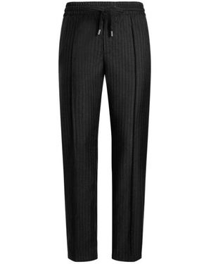 Dolce & Gabbana Striped Drawstring Trousers - Black