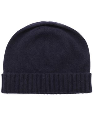 Malo Fine-Knit Turn-Up Brim Beanie - Blue