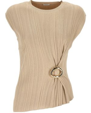 JOSEPH Pleated Ring-Detail Top - Natural
