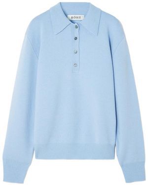 Rohe Polo-Collar Knitted Sweater - Blue