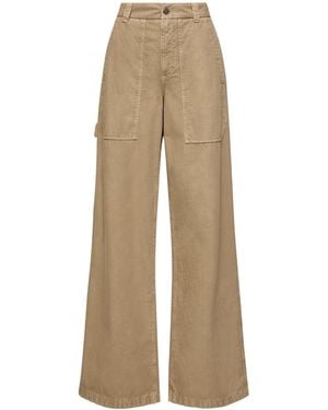Moncler Cotton Wide Leg Pants - Natural