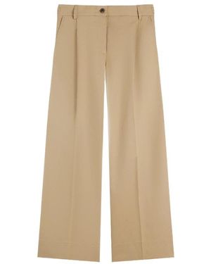 Tommy Hilfiger Logo Embroidery Wide Leg Chinos - Natural