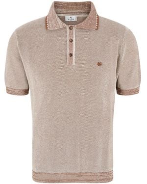 Etro Snap-Button Piqué Polo Shirt - Natural