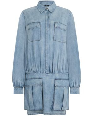 7 For All Mankind Long-Sleeved Denim Skirt - Blue