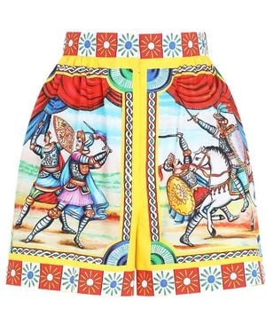 Dolce & Gabbana Carretto Print High-Waisted Shorts - White