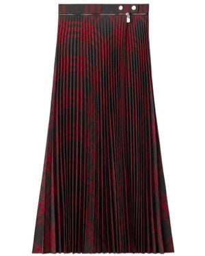 Burberry Checked Pleated Zip-Detailed Skirt - Purple