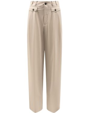 Closed High-Waisted Wide-Leg Pants - Natural