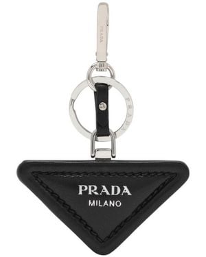 Prada Triangle Logo Keychain - Black