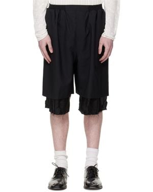 Edward Cuming Exploded Lining Fleece Elastic Waist Shorts - Black