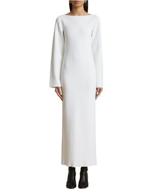 KHAITE Alta Ribbed Midi Dress - White