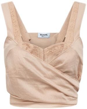 Blugirl Blumarine Lace-Details Flap-Pocket Shirt - Natural