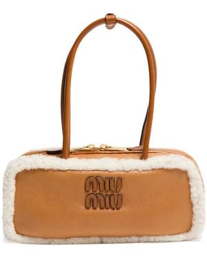 Miu Miu Beau Small Shearling Bag - Brown