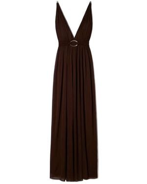 Tory Burch V-Neck Viscose Dress - Brown