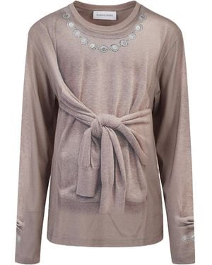 Marine Serre Trompe L'Oeil Long Sleeved T-Shirt - Brown