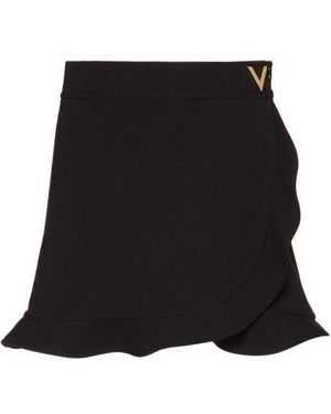 Valentino Vgold Ruffled Skorts - Black