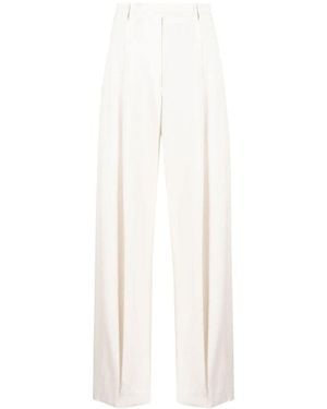 Brunello Cucinelli High-Rise Straight-Leg Pants - White
