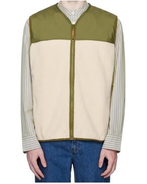 A.P.C. Fleece-Paneled Zip-Up Vest - Natural