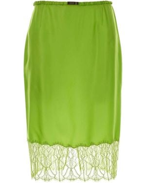Gucci Floral Lace Twill Skirt - Green