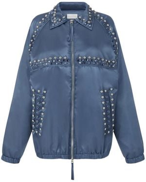 P.A.R.O.S.H. Nashville Studded Bomber Jacket - Blue