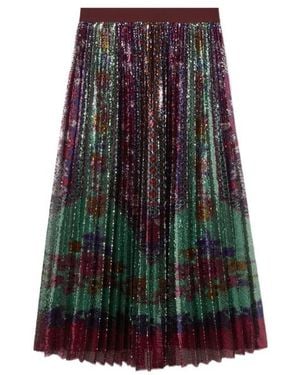 La DoubleJ Accordion Sequinned Maxi Skirt - Multicolor