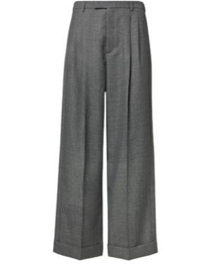 Valentino Herringbone Wide-Leg Pants - Gray