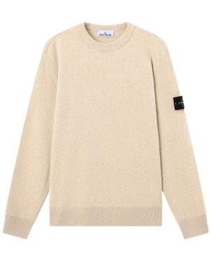 Stone Island Loose-Fit Crewneck Sweater With Ribbed Trims - Natural
