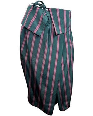 Dries Van Noten Striped Midi Skirt - Blue