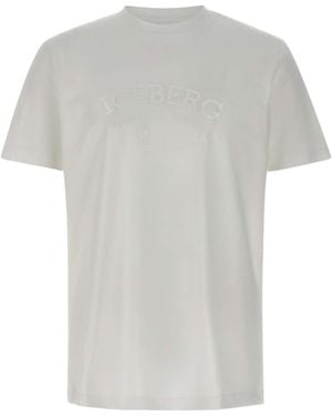 Tシャツ・カットソー ICEBERG Men T-shirt White F02G 6301 1101 Iceberg Logo Embossed Solid Color T-Shirt men - Glamood Outlet